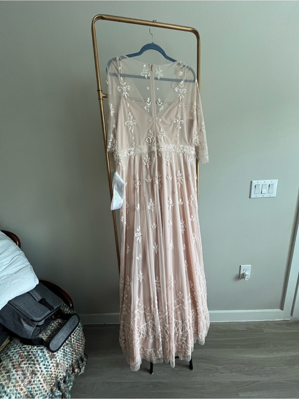 Mac Duggal Embroidered Blush Pink Maxi Dress - Picture 3 of 5